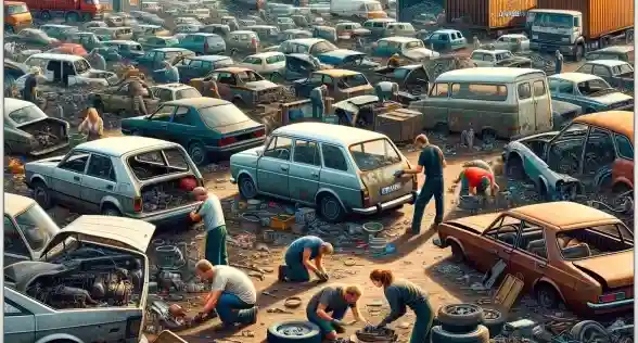 Skrotbil i Kungsbacka återvinns och demonteras till värdefulla resurser